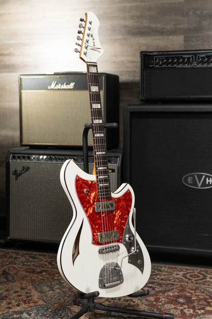 Novo Custom Shop Miris J Semi-Hollow Electric Guitar - Olympic White with Padded Soft Case