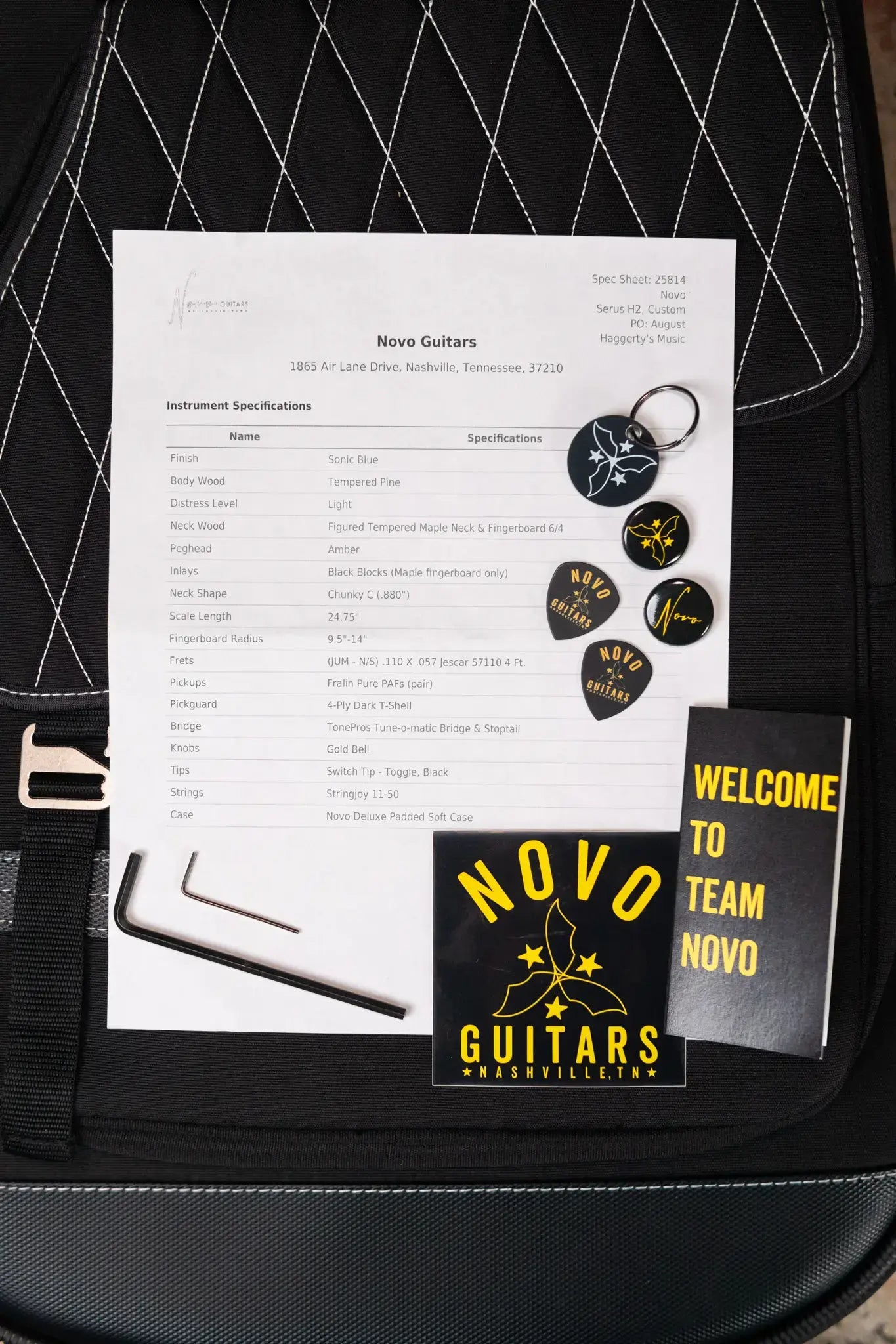 Novo Custom Shop Serus H2 Electric Guitar - Sonic Blue with Gig Bag