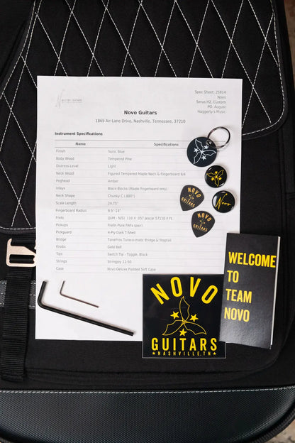 Novo Custom Shop Serus H2 Electric Guitar - Sonic Blue with Gig Bag