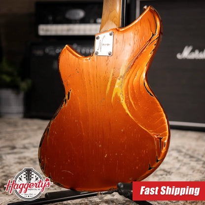 Novo Custom Shop Serus J Baritone Electric Guitar - Candy Apple Orange over 64 3-Tone Burst with Gig Bag