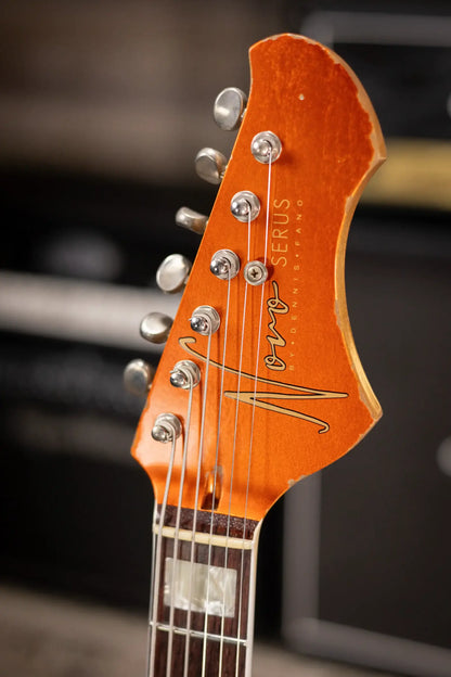 Novo Custom Shop Serus J Baritone Electric Guitar - Candy Apple Orange over 64 3-Tone Burst with Gig Bag