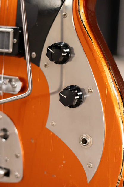 Novo Custom Shop Serus J Baritone Electric Guitar - Candy Apple Orange over 64 3-Tone Burst with Gig Bag