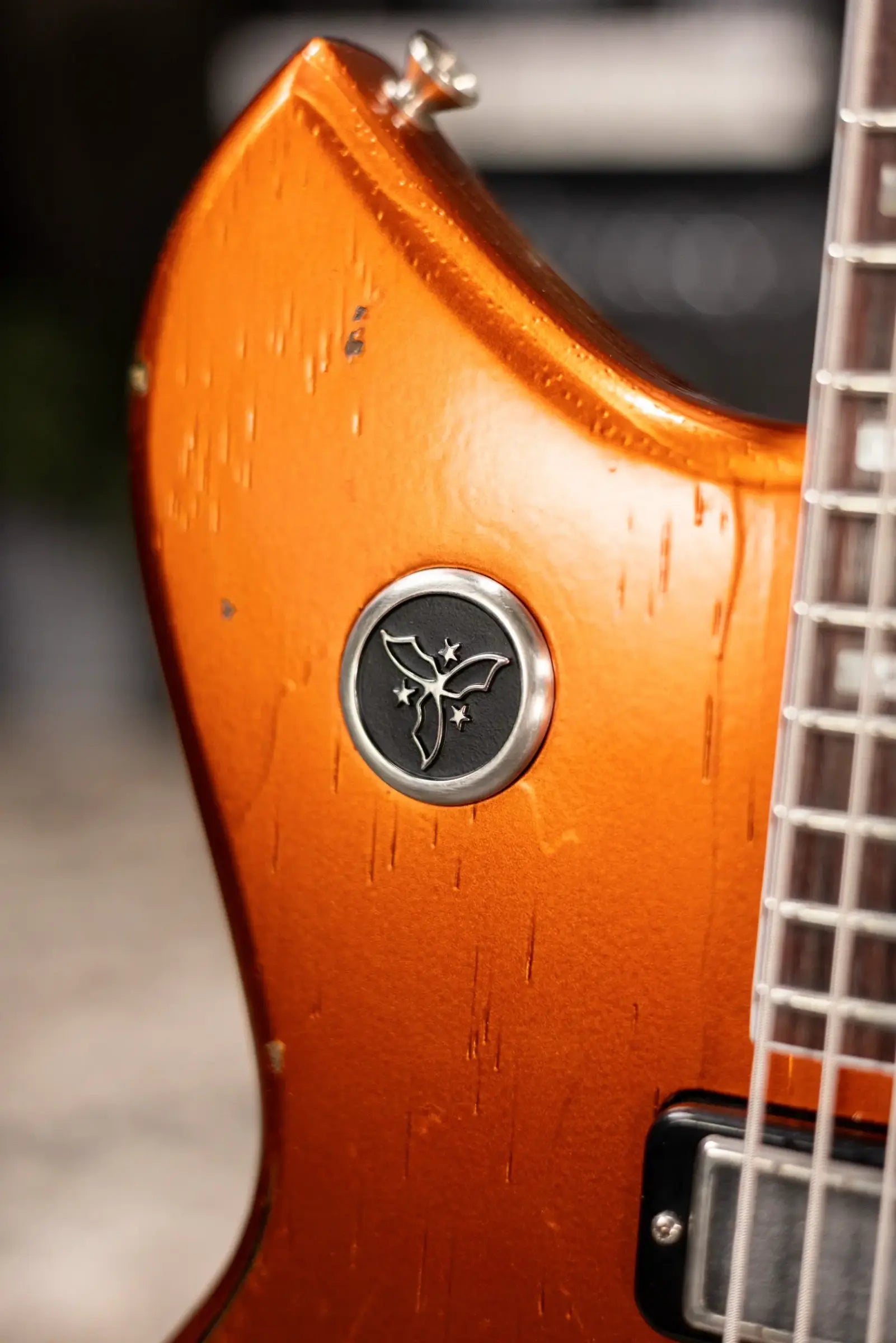 Novo Custom Shop Serus J Baritone Electric Guitar - Candy Apple Orange over 64 3-Tone Burst with Gig Bag
