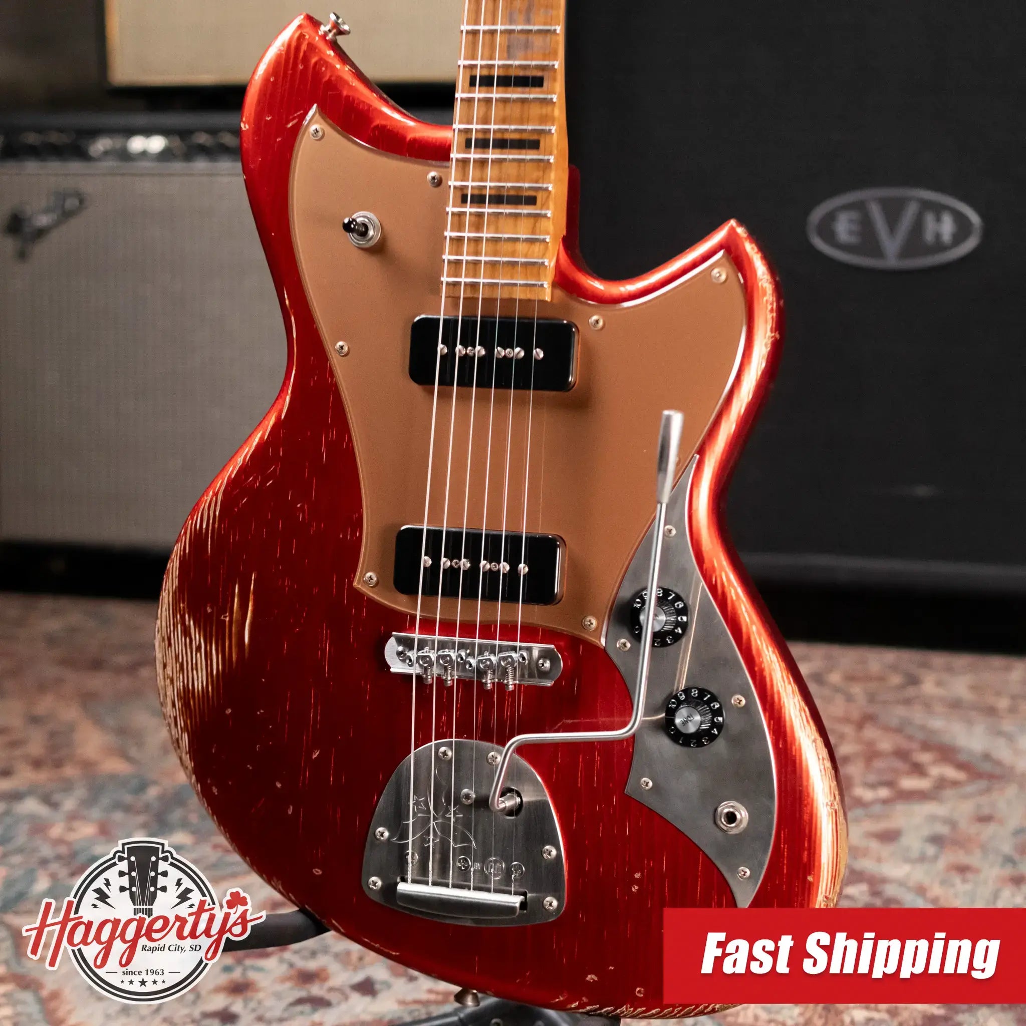 Novo Custom Shop Serus J Medium Distress Electric Guitar - Candy Apple Red with Gig Bag