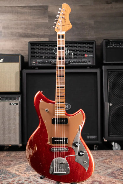 Novo Custom Shop Serus J Medium Distress Electric Guitar - Candy Apple Red with Gig Bag