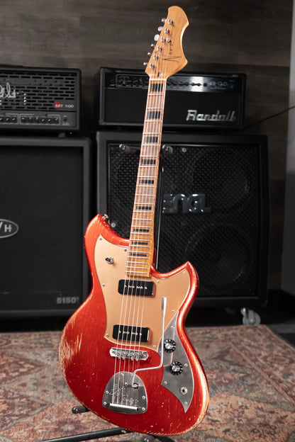 Novo Custom Shop Serus J Medium Distress Electric Guitar - Candy Apple Red with Gig Bag