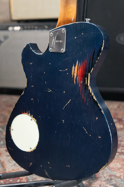 Novo Custom Shop Solus M1 Electric Guitar - Lake Como Blue over '64 3-Tone Burst with Gig Bag