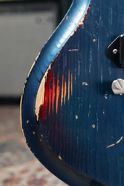 Novo Custom Shop Solus M1 Electric Guitar - Lake Como Blue over '64 3-Tone Burst with Gig Bag