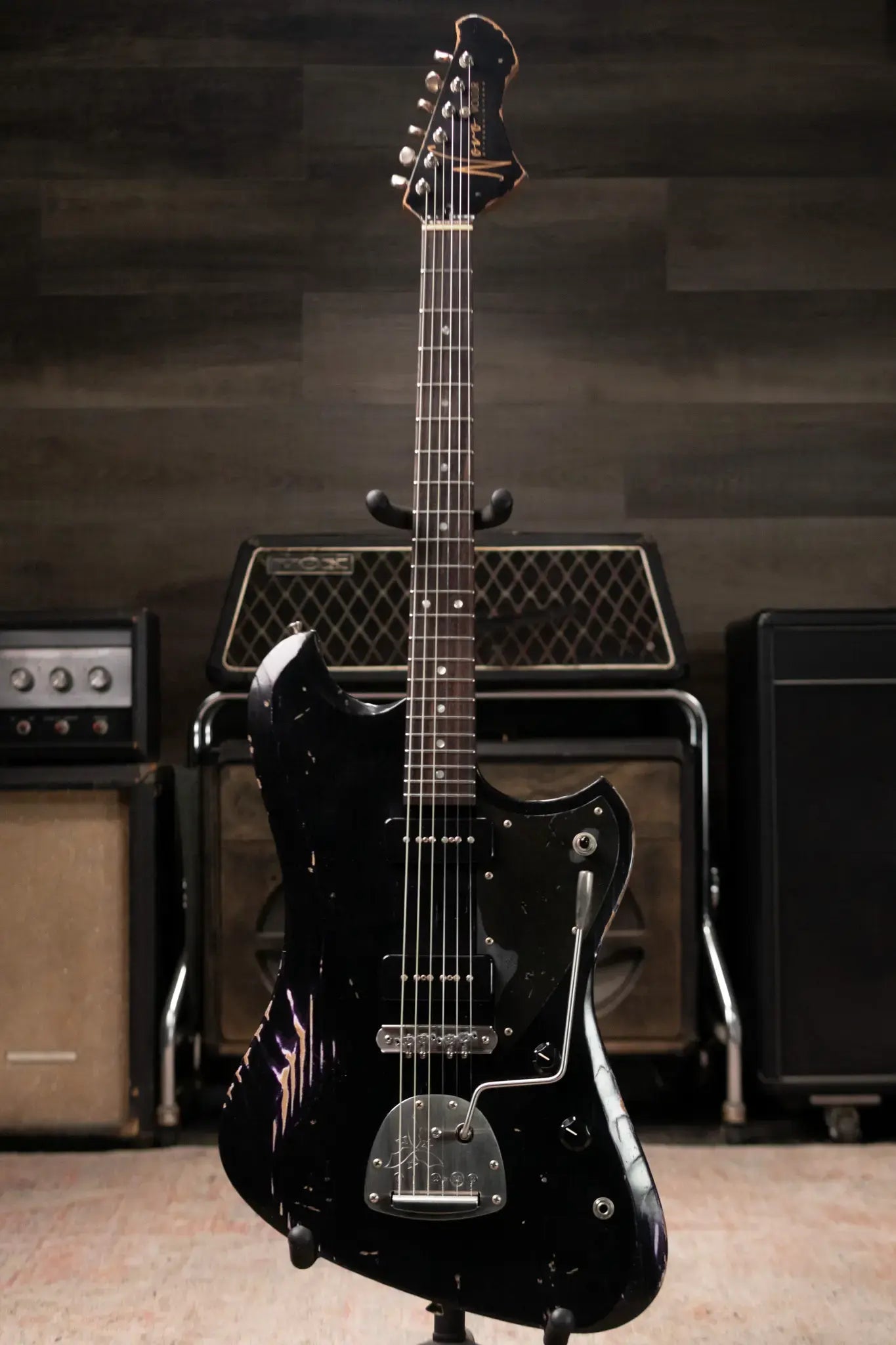 Novo Custom Voltur J Electric Guitar - Bull Black over Purple Stranger with Gig Bag