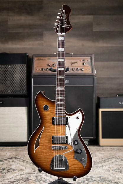Novo Dealer Limited Miris JHH Semi-Hollow Electric Guitar - Amber Burst with Gig Bag