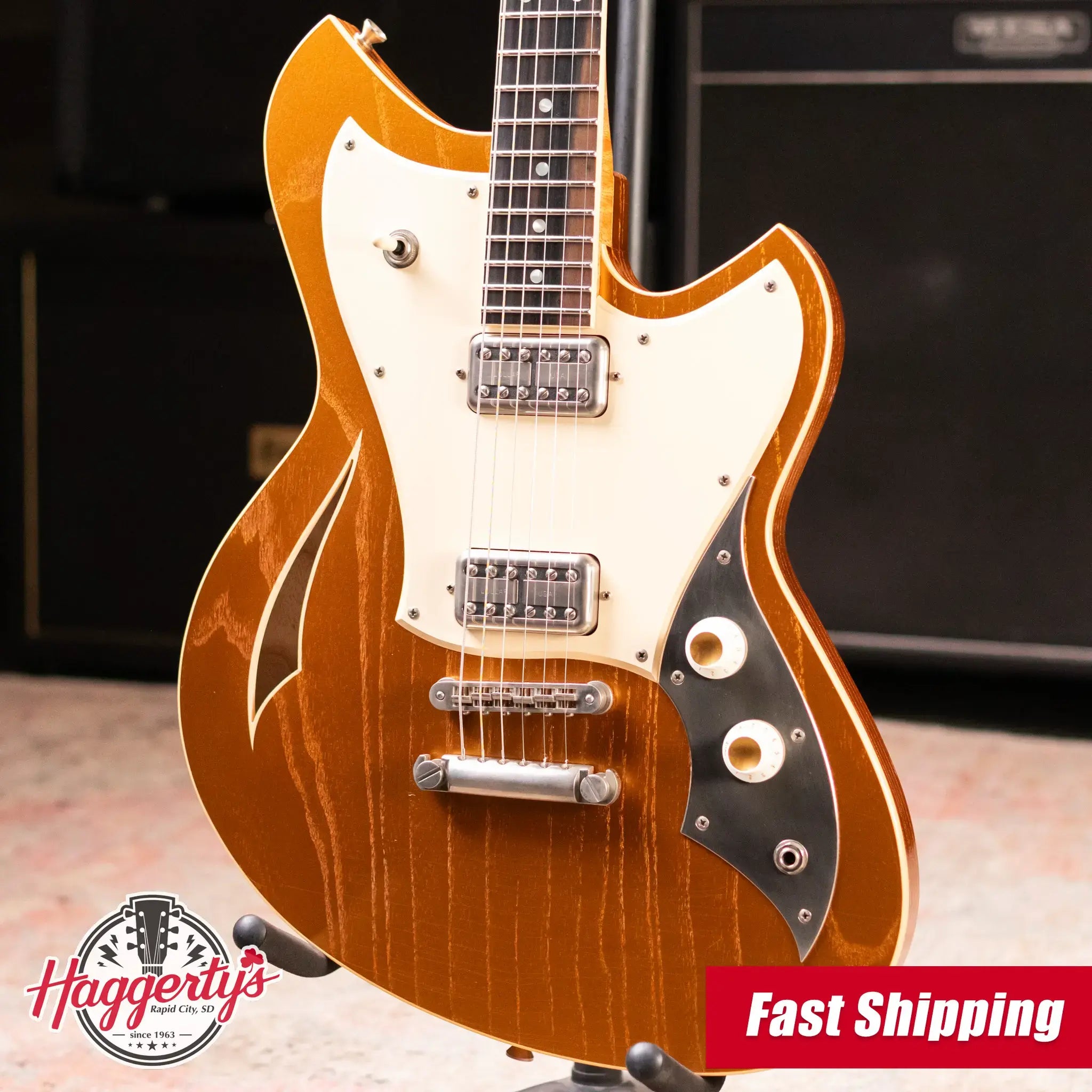 Novo Miris H2 Semi-Hollow Electric Guitar - Aztec Gold with Softshell Gig Bag