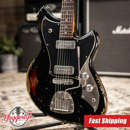 Novo Serus J Dealer Limited Electric Guitar - Bull Black over '64 3-Tone Burst with Gig Bag