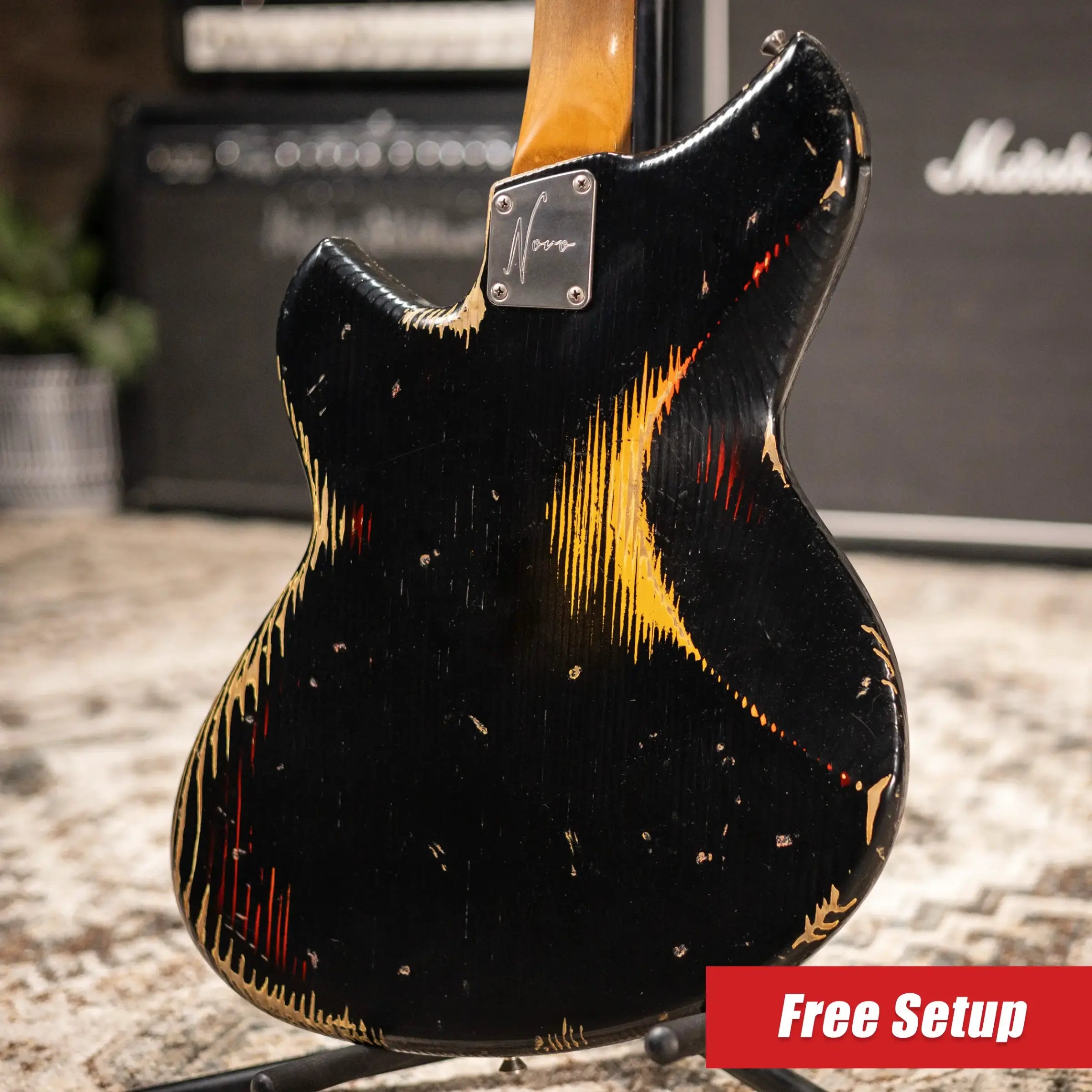 Novo Serus J Dealer Limited Electric Guitar - Bull Black over '64 3-Tone Burst with Gig Bag