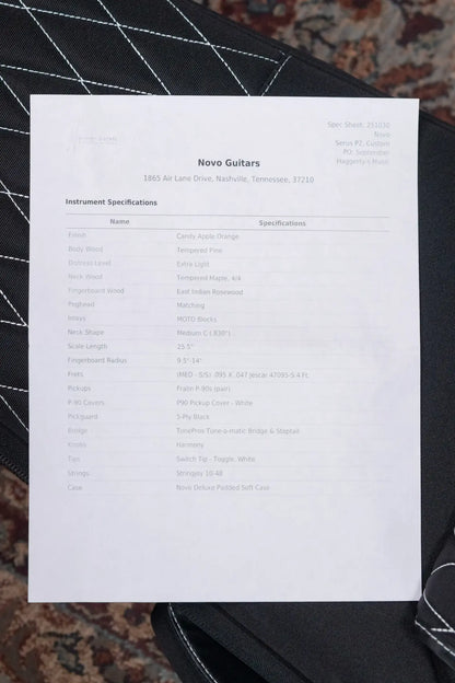 Novo Serus P2 Electric Guitar - Candy Apple Orange with Gig Bag