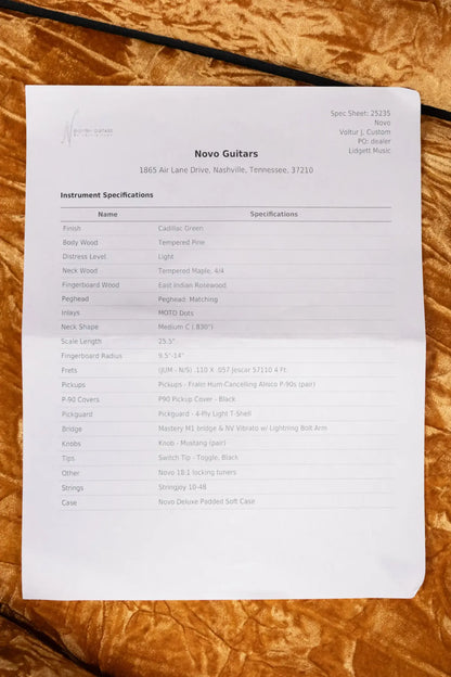 Novo Voltur J Electric Guitar - Cadillac Green with Gig Bag - Used