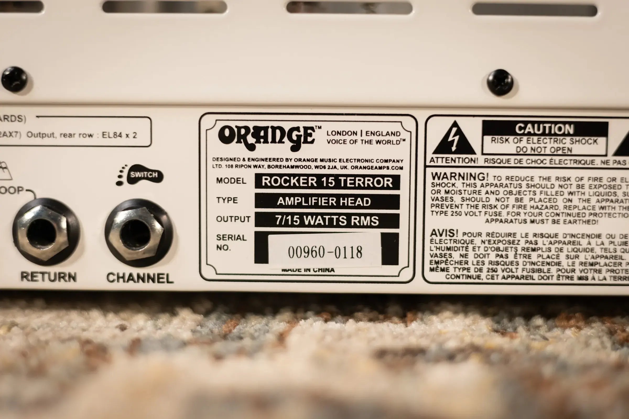 Orange Rocker 15 Terror 2-Channel 15-Watt Guitar Amp Head White - Used