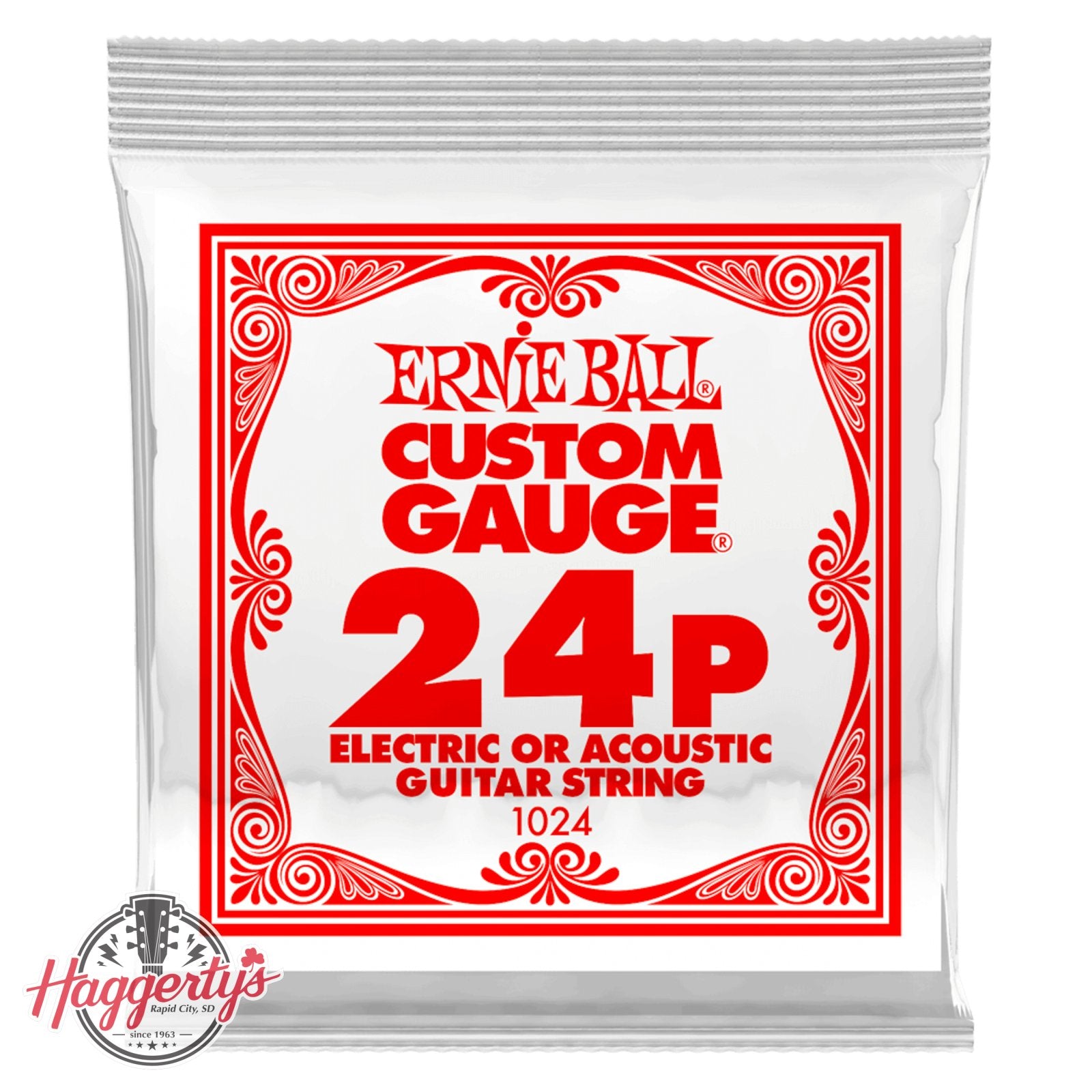 Ernie Ball P01022 .022 Plain Steel Electric or Acoustic Guitar Strings 6 Pack