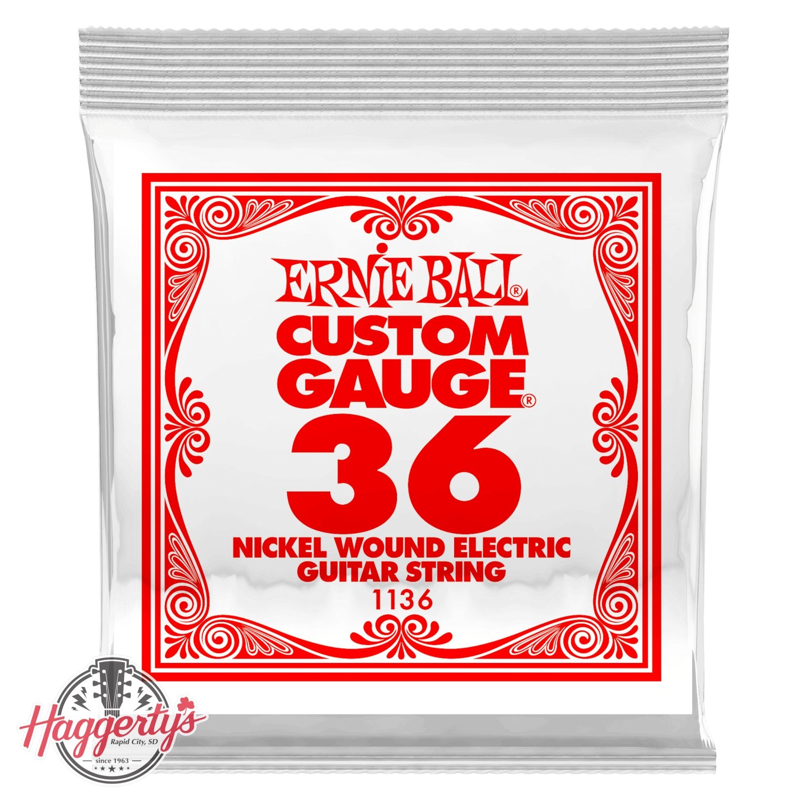 Ernie Ball P01136 .036 Nickel Wound Electric Guitar Strings 6 pack