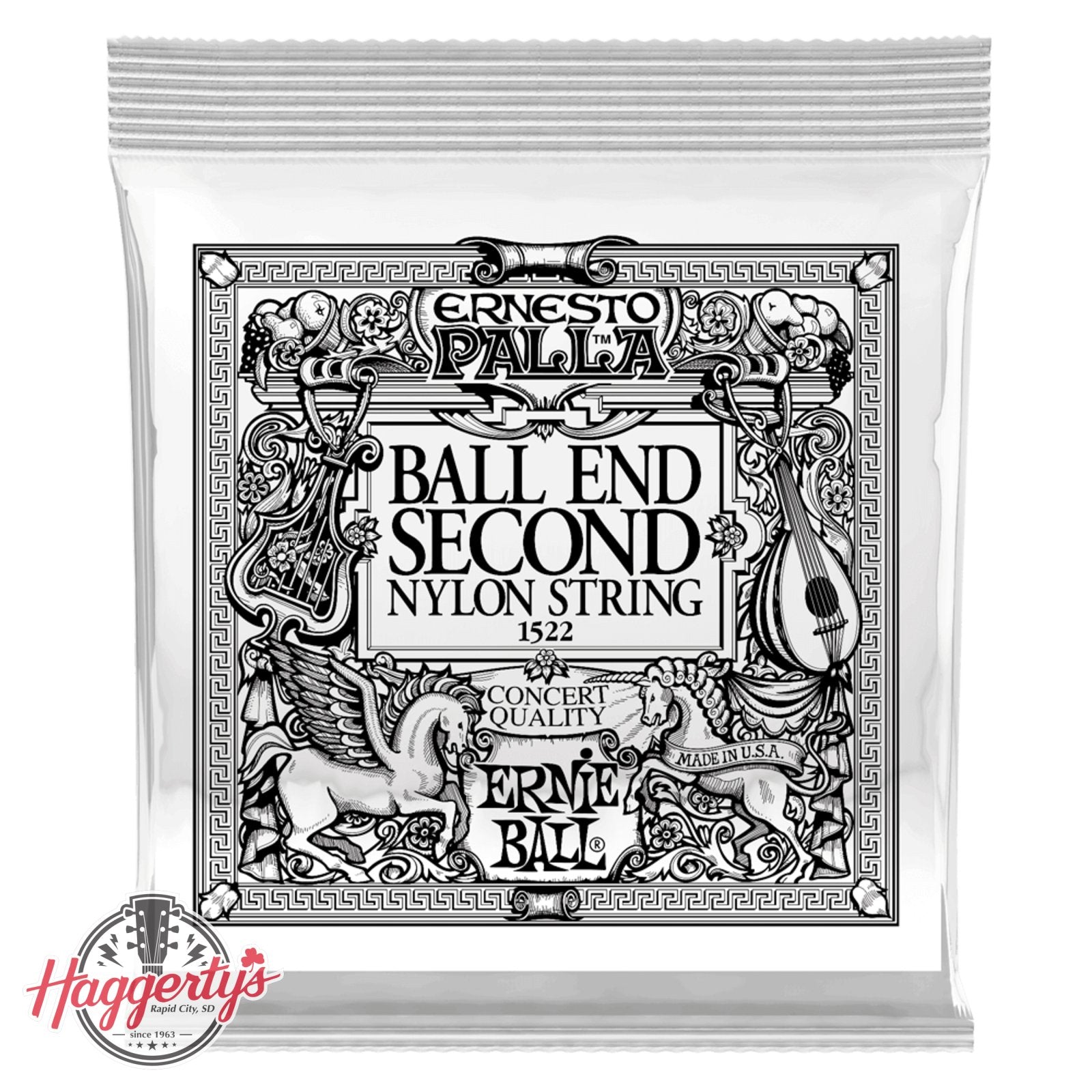 Ernie Ball P01522 Black 2nd Ernesto Palla Nylon Ball End Classical Guitar Strings 6 Pack