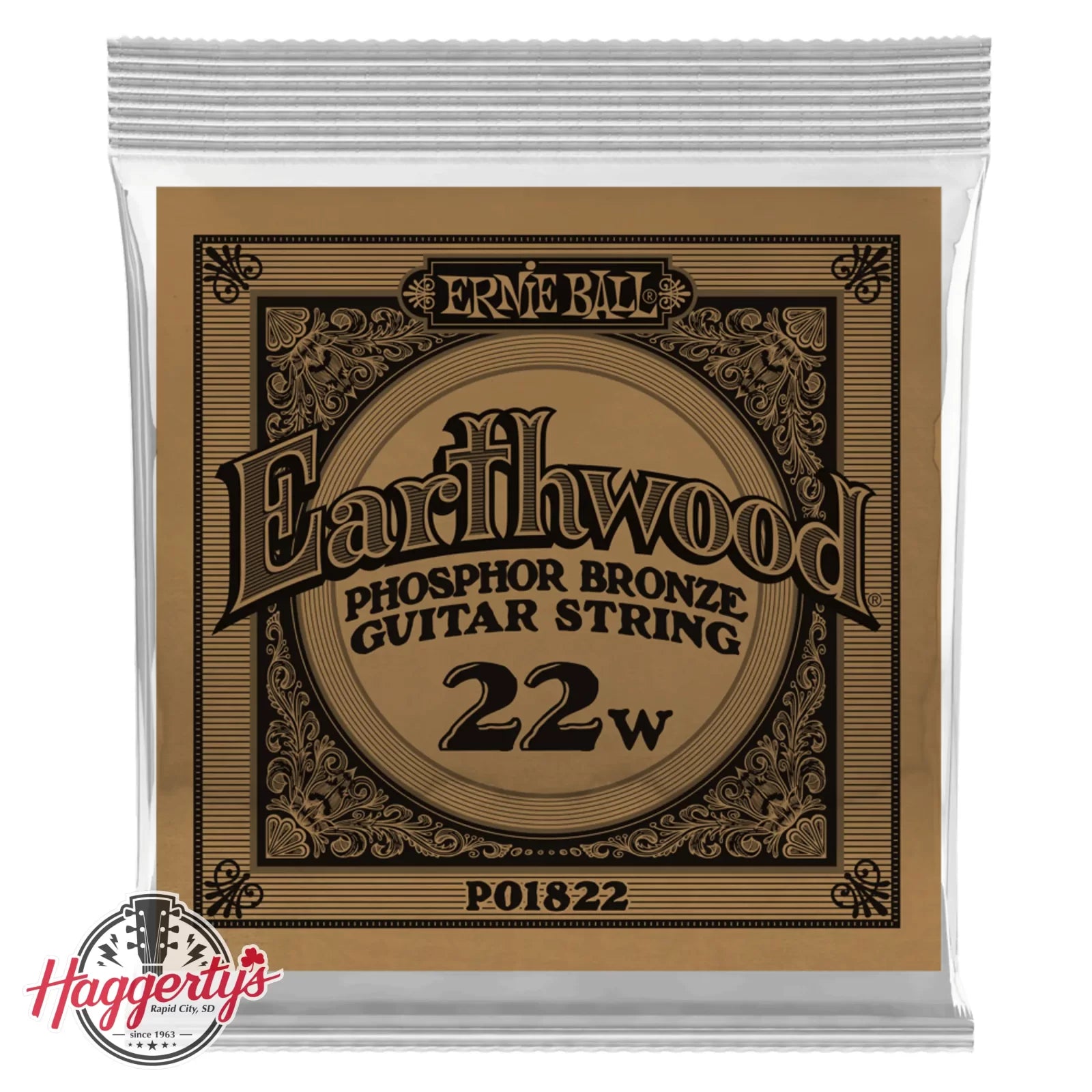 Ernie Ball .022 Earthwood Phosphor Bronze Acoustic Guitar Strings 6 Pack (1822)