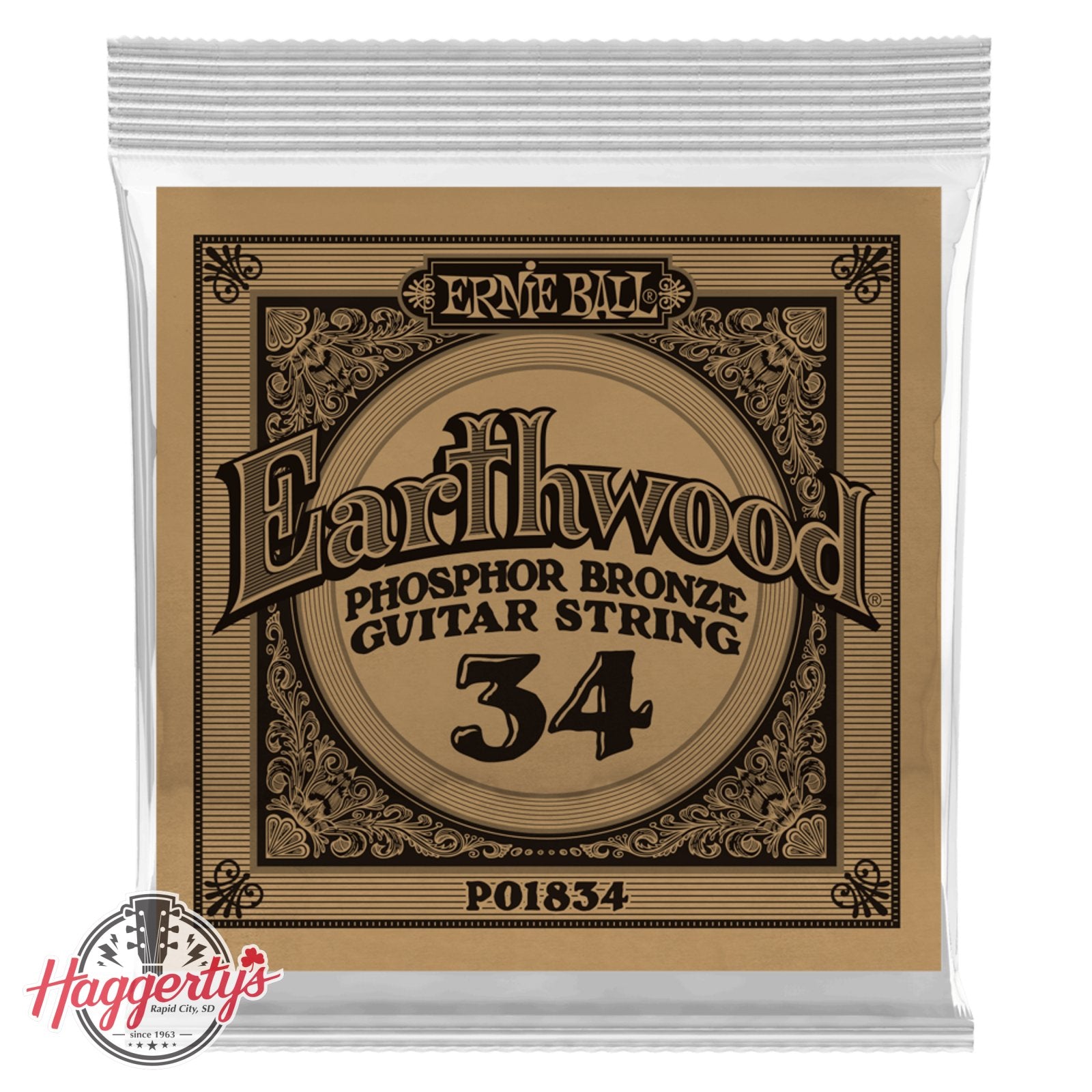 Ernie Ball.034 Earthwood Phosphor Bronze Acoustic Guitar Strings 6 Pack (1834)