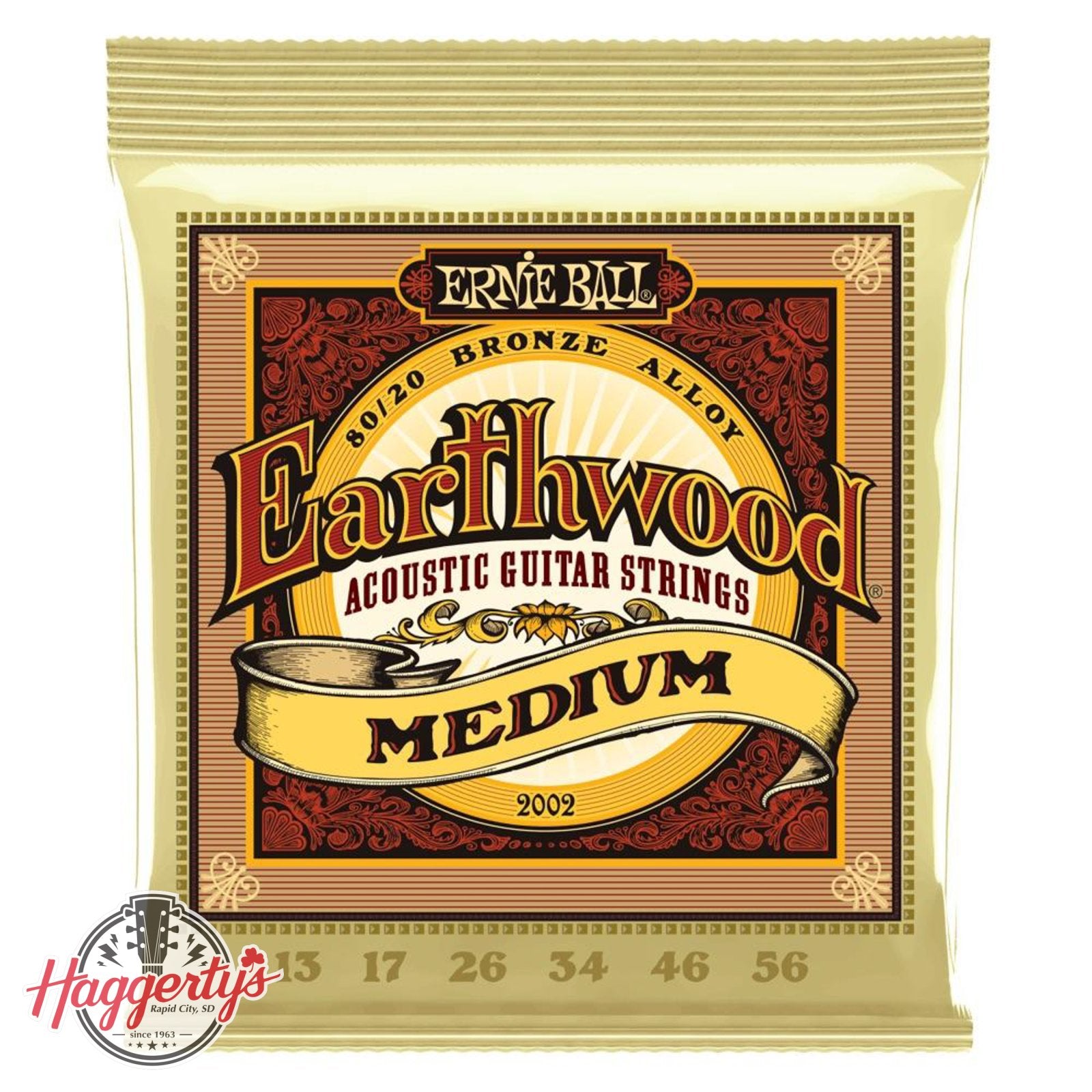 Ernie Ball P02002 Earthwood 80/20 Bronze Medium 13-56 Acoustic Guitar String Set