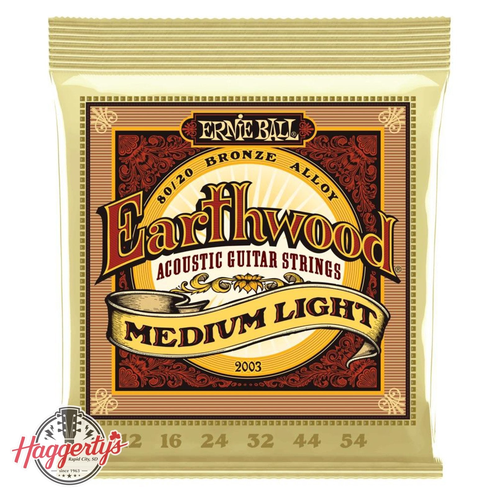 Ernie Ball P02003 Earthwood 80/20 Bronze Medium Light 12-54 Acoustic Guitar String Set