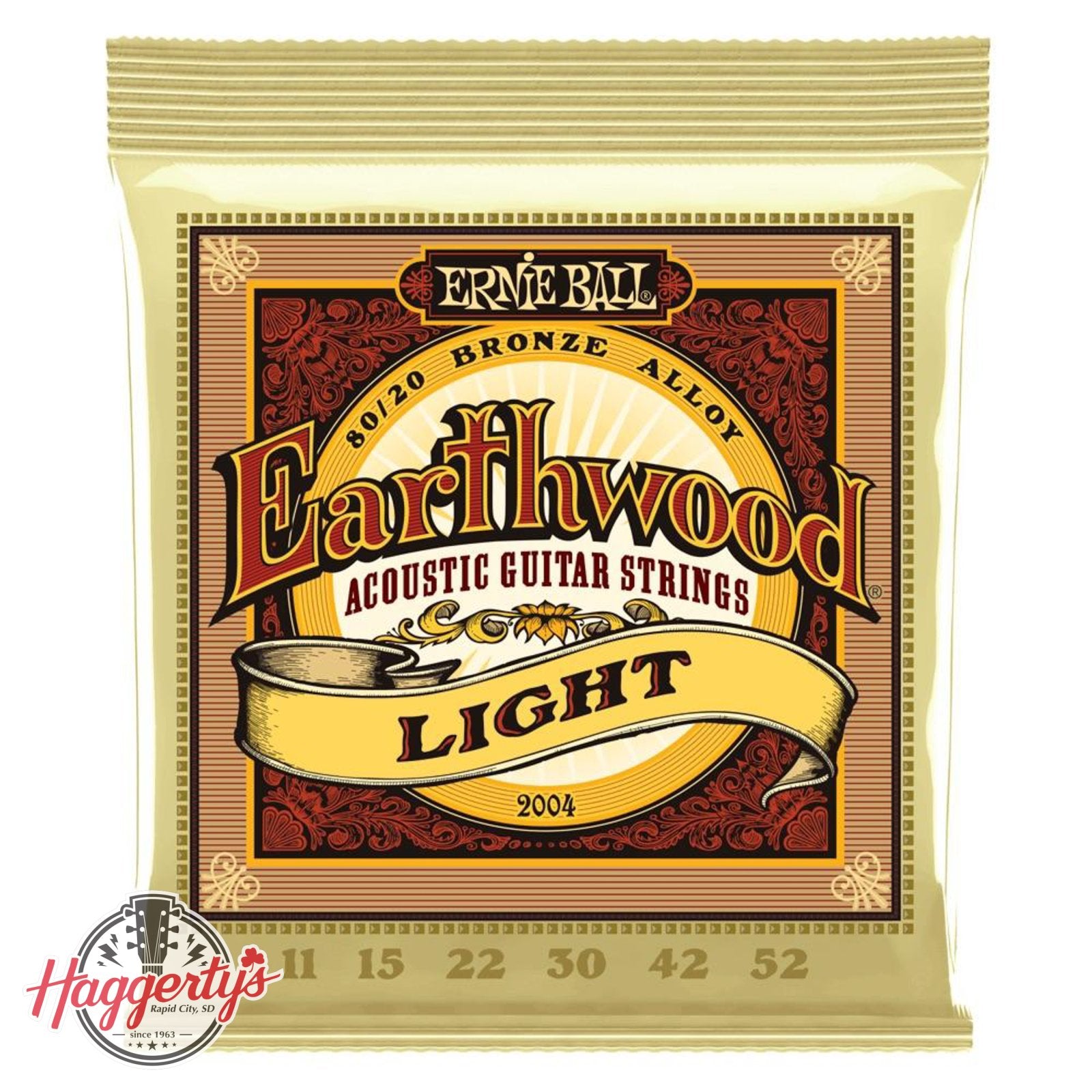 Ernie Ball P02004 Earthwood 80/20 Bronze Light 11-52 Acoustic Guitar String Set