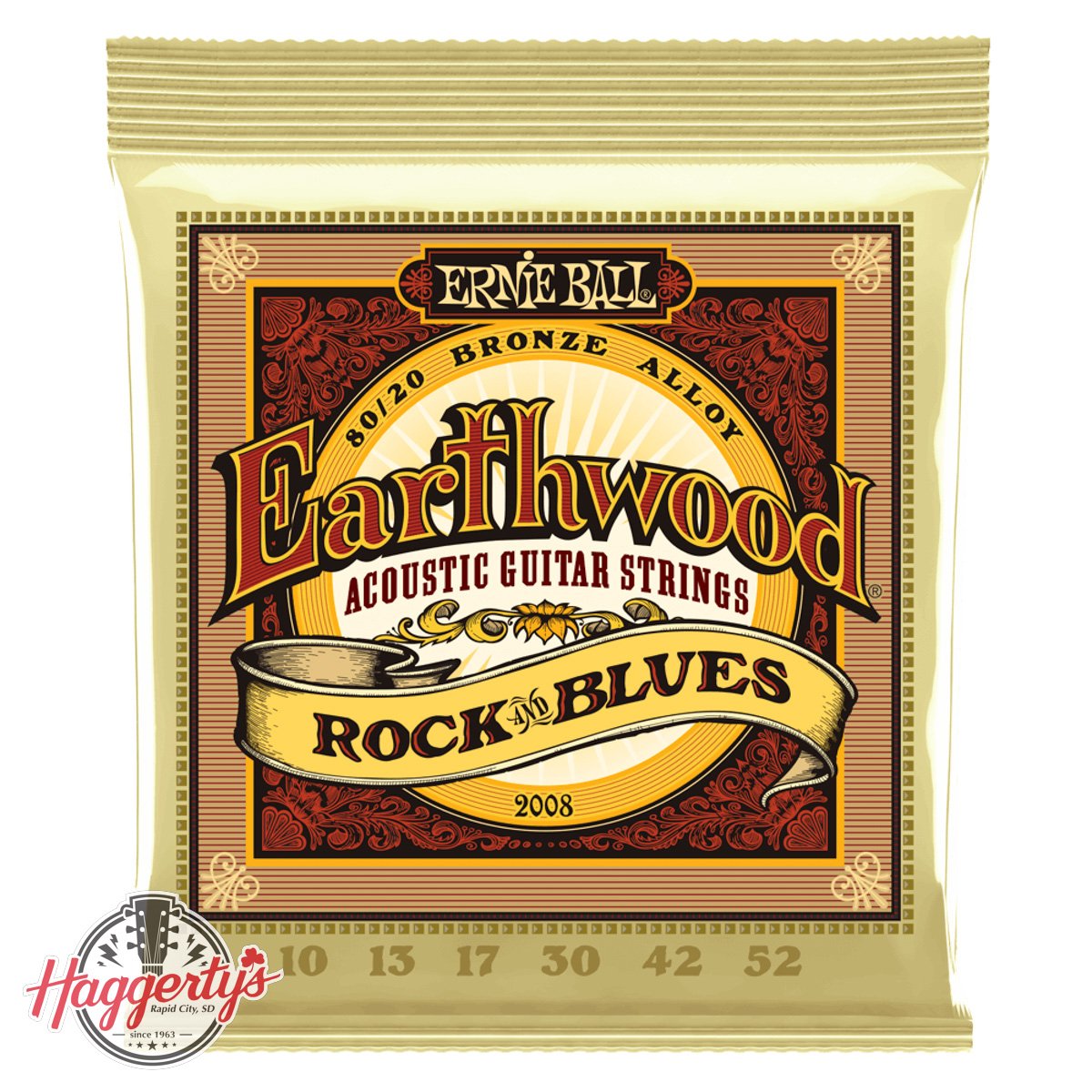 Ernie Ball P02008 Earthwood Rock & Blues 10-52 Acoustic Guitar String Set