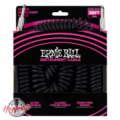 Ernie Ball P06044 Coiled Instrument Cable Straight/Straight Black