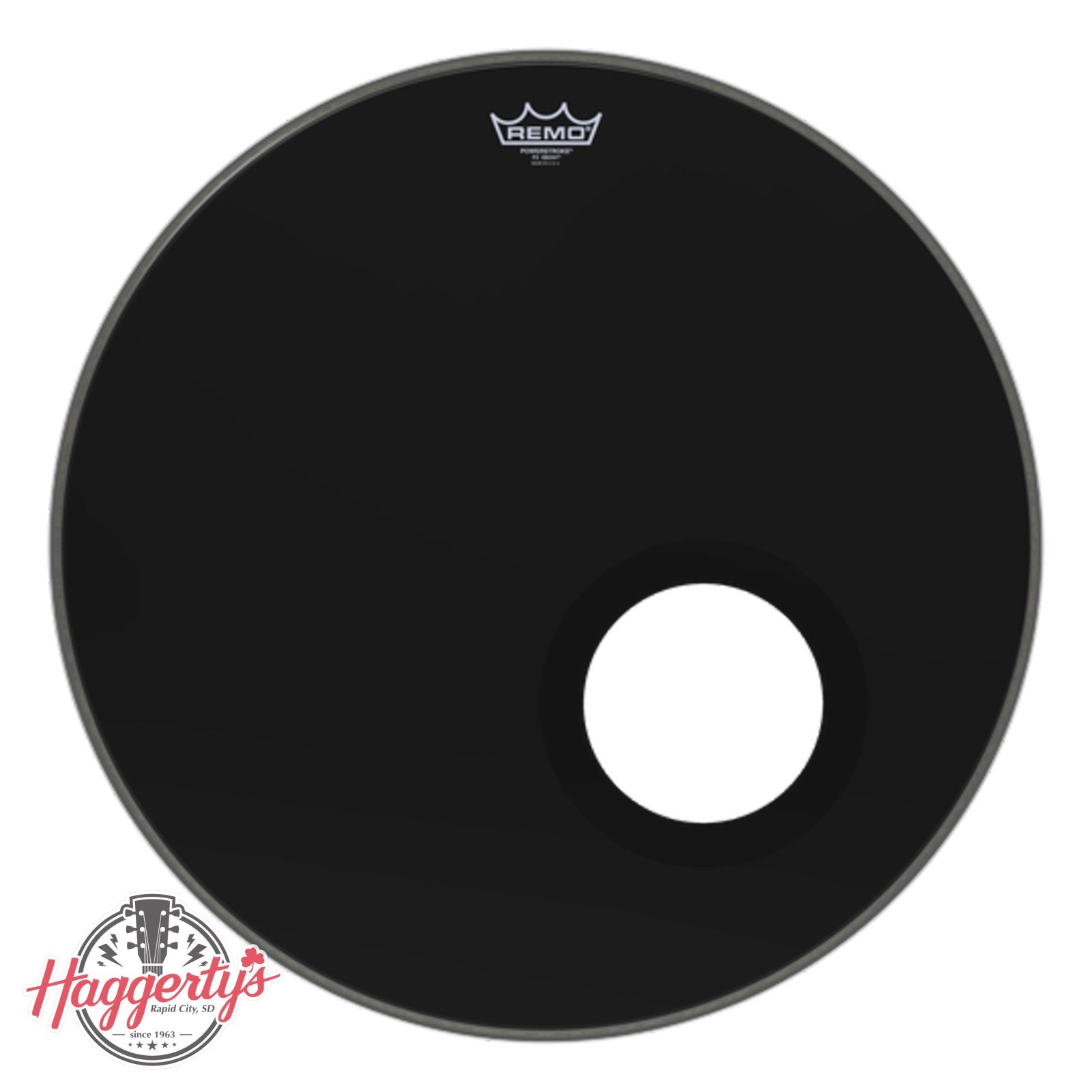 Remo Powerstroke P3 Reso Bass Drum head 22" Black with Hole