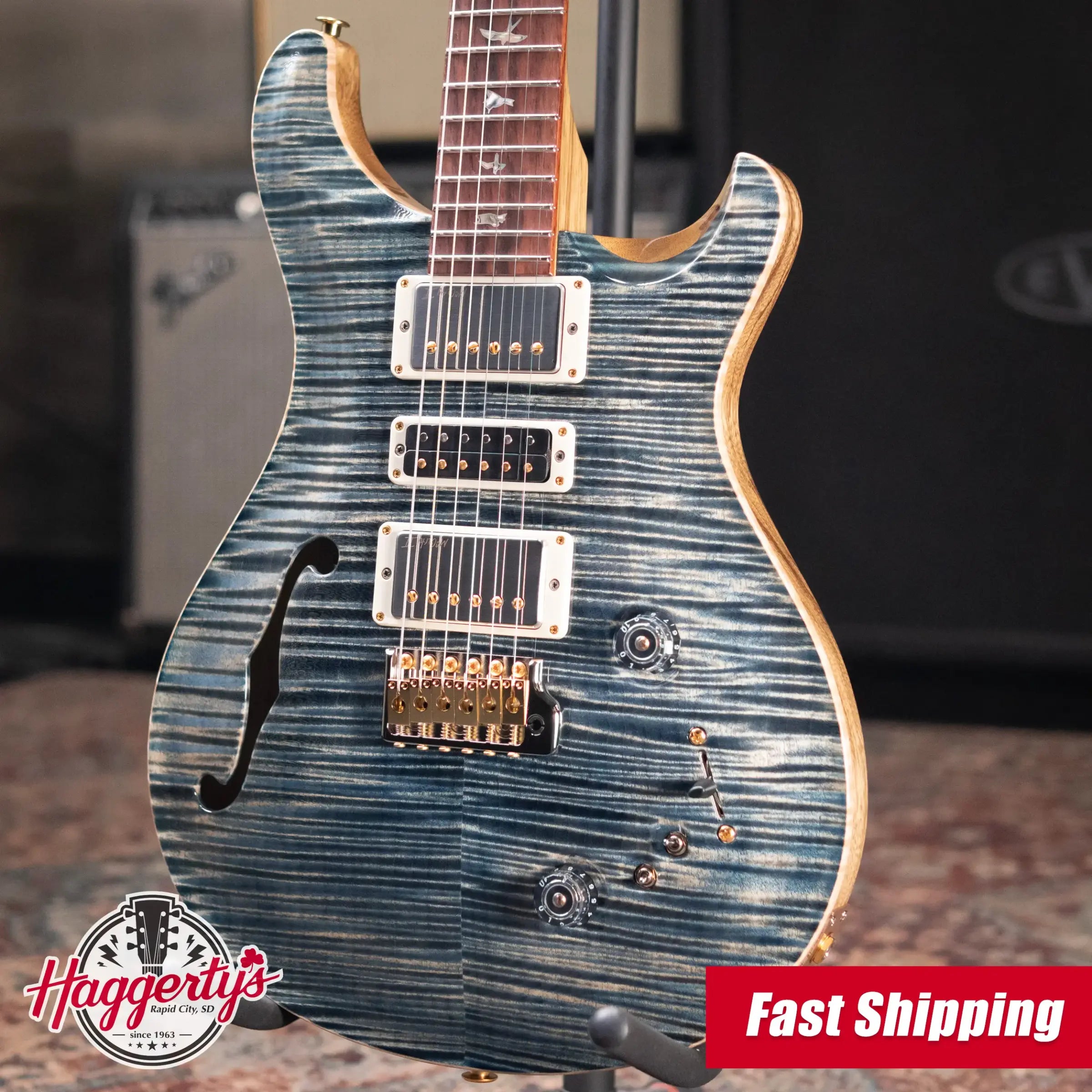 PRS 40th Anniversary Limited Edition Special Semi-Hollow Artist Top Electric Guitar - Faded Whale Blue with Hardshell Case