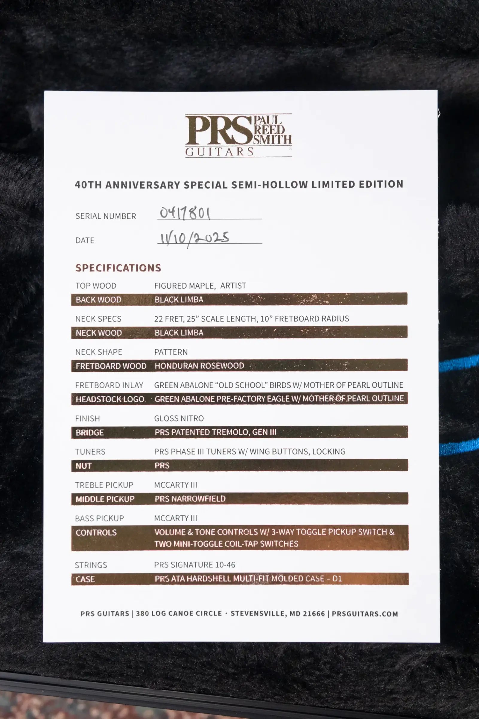 PRS 40th Anniversary Limited Edition Special Semi-Hollow Artist Top Electric Guitar - Faded Whale Blue with Hardshell Case