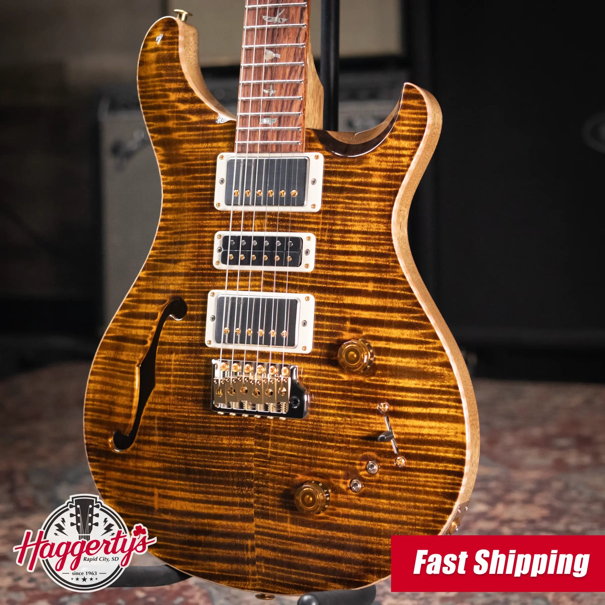 PRS 40th Anniversary Special Semi-Hollow Limited Edition Electric Guitar - Yellow Tiger Artist Top with Hardshell Case