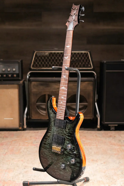 PRS Custom 24 Piezo Quilted Maple 10-Top Electric Guitar with Brazilian Rosewood Fretboard  - Abalone Smokeburst with Hardshell Case