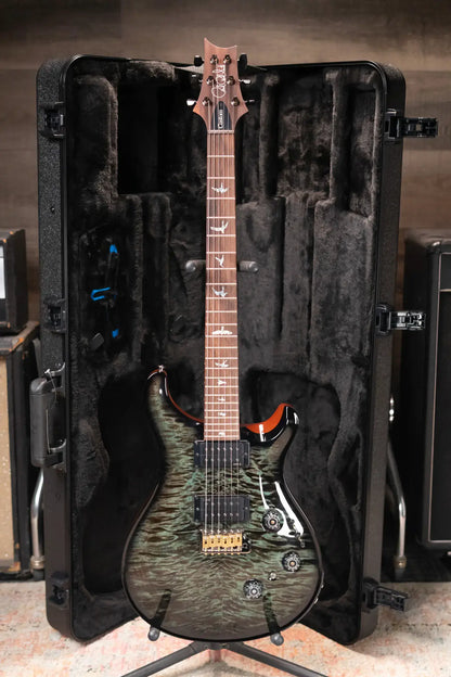 PRS Custom 24 Piezo Quilted Maple 10-Top Electric Guitar with Brazilian Rosewood Fretboard  - Abalone Smokeburst with Hardshell Case