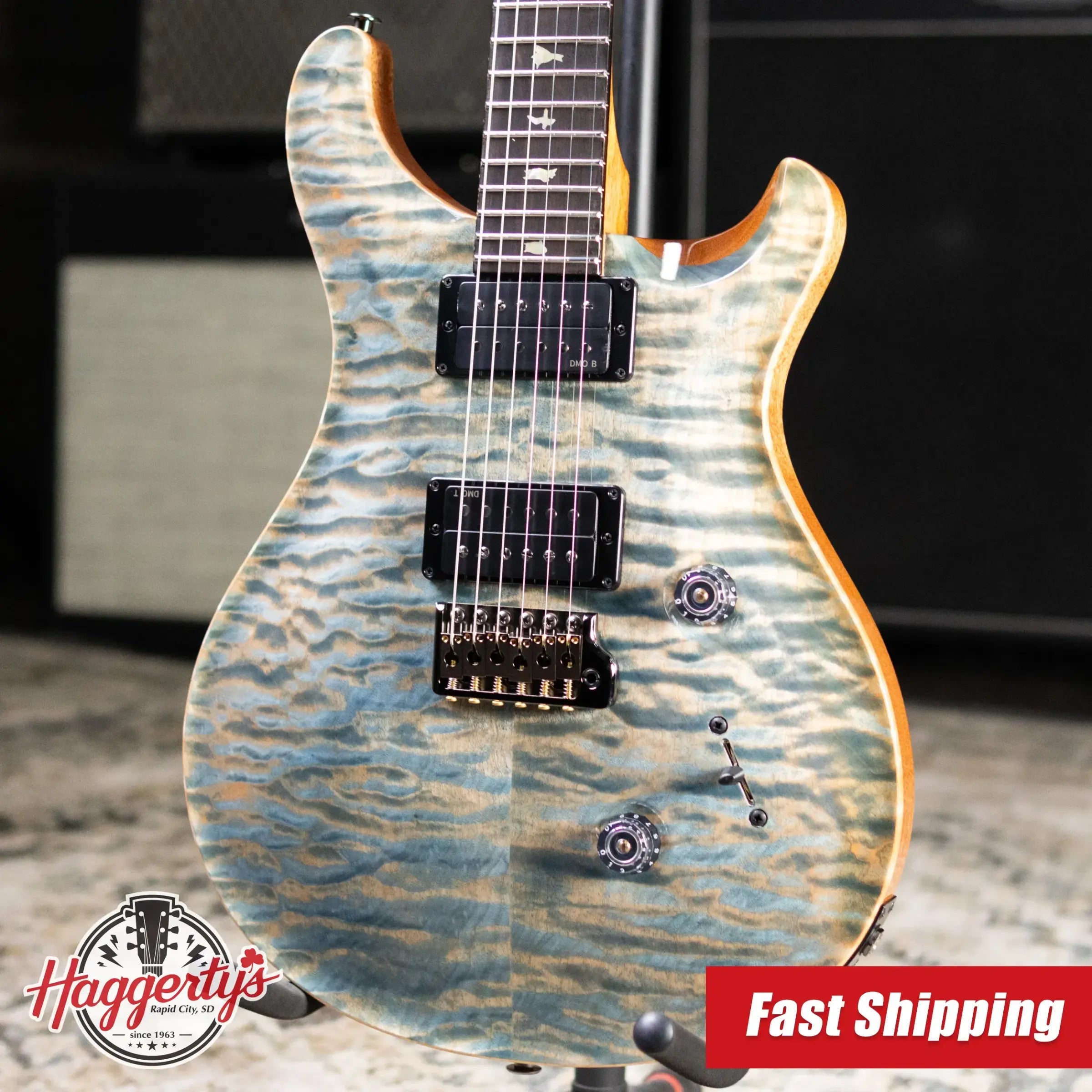 PRS Custom 24 Quilt Maple Artist Top Electric Guitar - Faded Indigo with Hardshell Case
