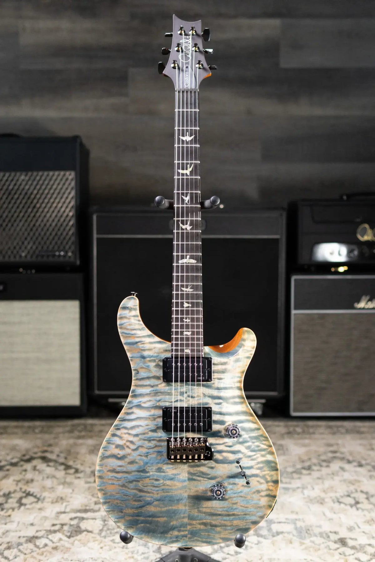 PRS Custom 24 Quilt Maple Artist Top Electric Guitar - Faded Indigo with Hardshell Case
