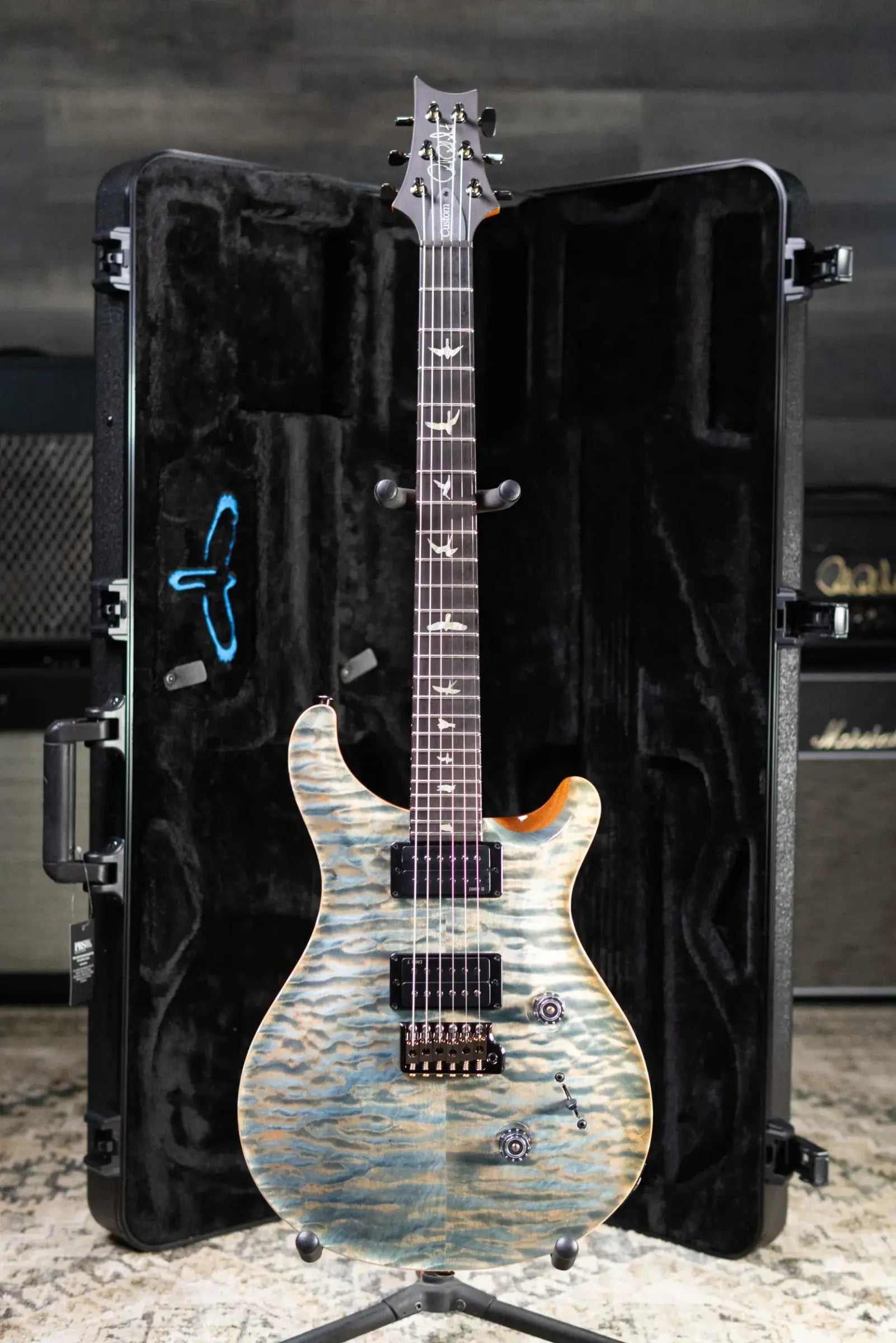 PRS Custom 24 Quilt Maple Artist Top Electric Guitar - Faded Indigo with Hardshell Case