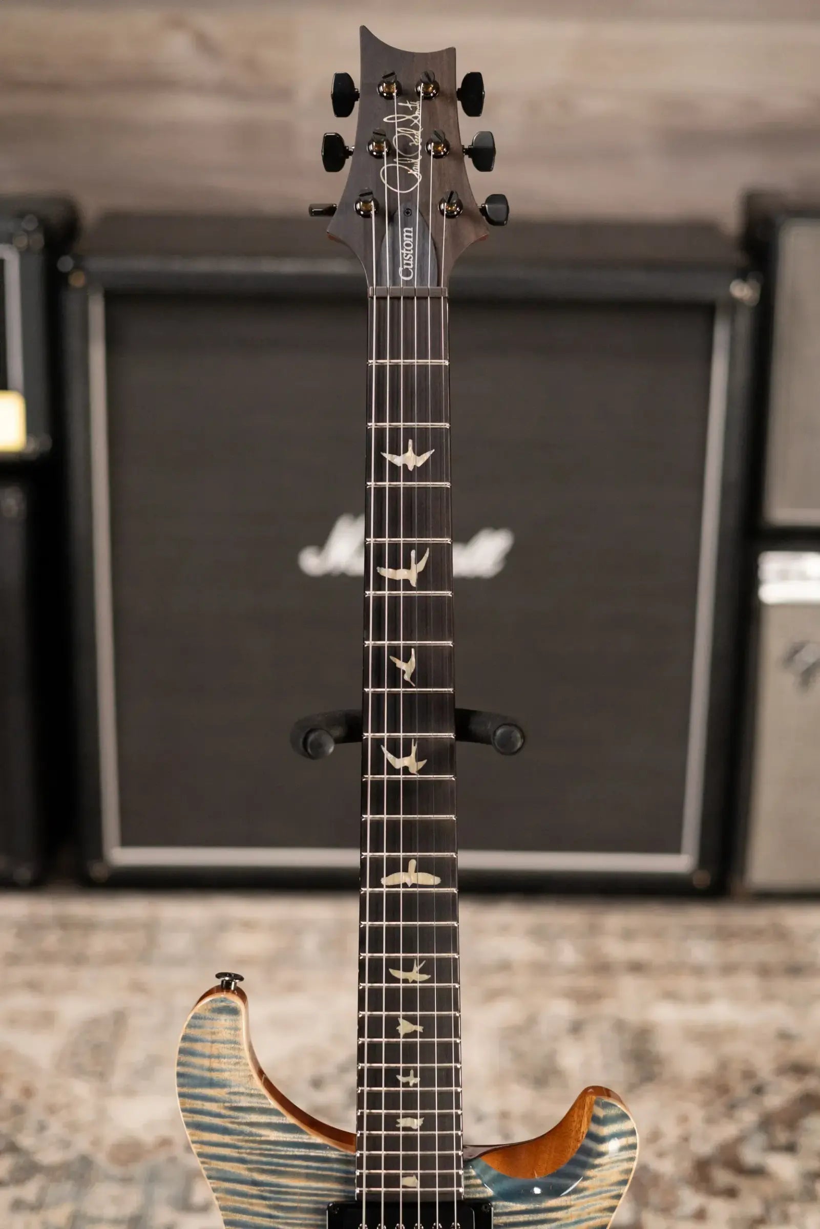 PRS Custom 24 Semi-Hollow Flame Maple Artist Top Electric Guitar - Faded Indigo with Hardshell Case
