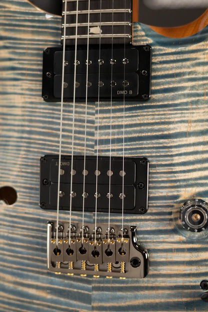 PRS Custom 24 Semi-Hollow Flame Maple Artist Top Electric Guitar - Faded Indigo with Hardshell Case