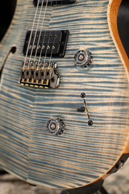 PRS Custom 24 Semi-Hollow Flame Maple Artist Top Electric Guitar - Faded Indigo with Hardshell Case