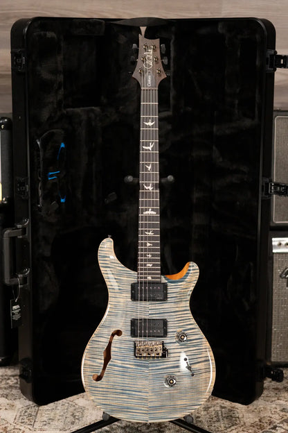 PRS Custom 24 Semi-Hollow Flame Maple Artist Top Electric Guitar - Faded Indigo with Hardshell Case