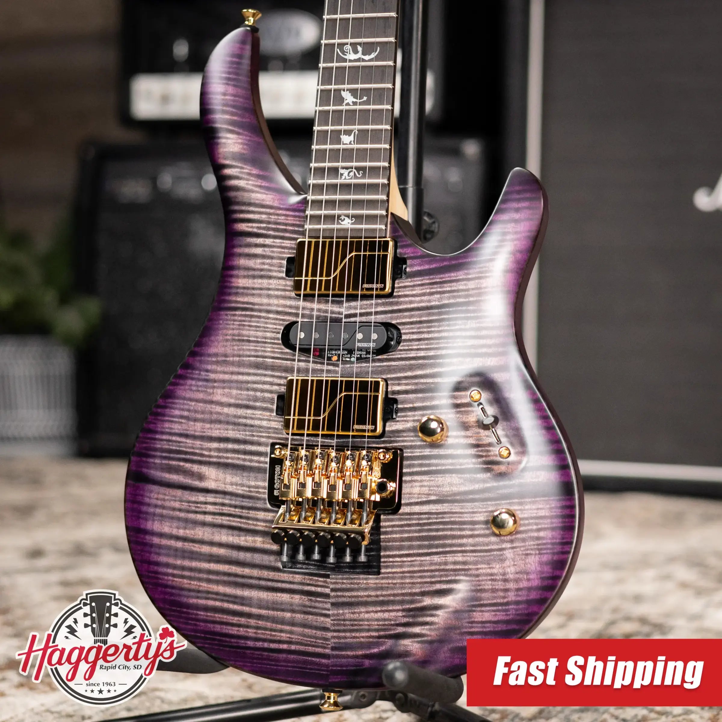 PRS Limited Edition Chleo Herman Li Signature 10-Top Electric Guitar - Charcoal Purple Wraparound Burst with Hardshell Case