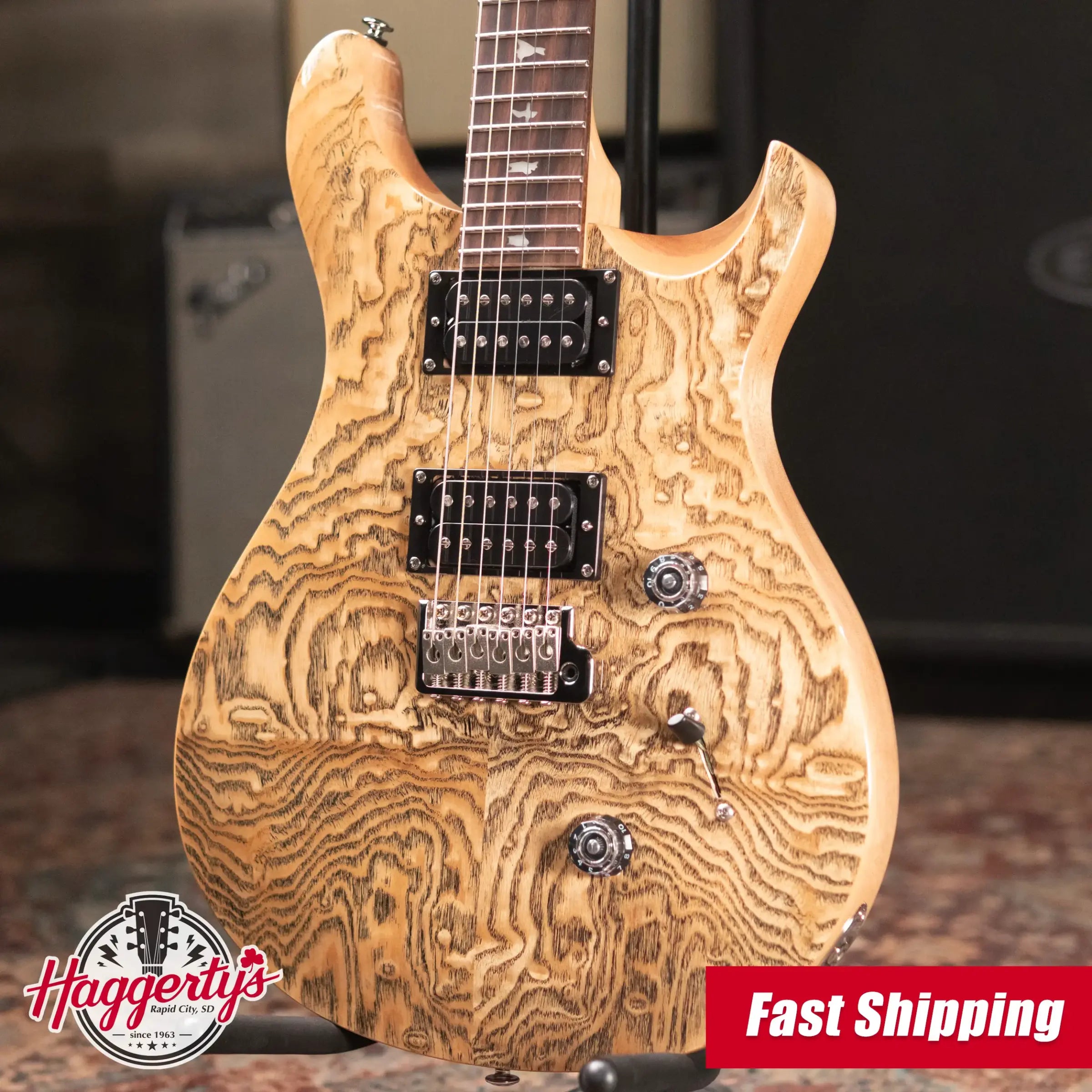PRS Limited Edition SE Exotic Custom 24 Electric Guitar - Burled Ash with Gig Bag