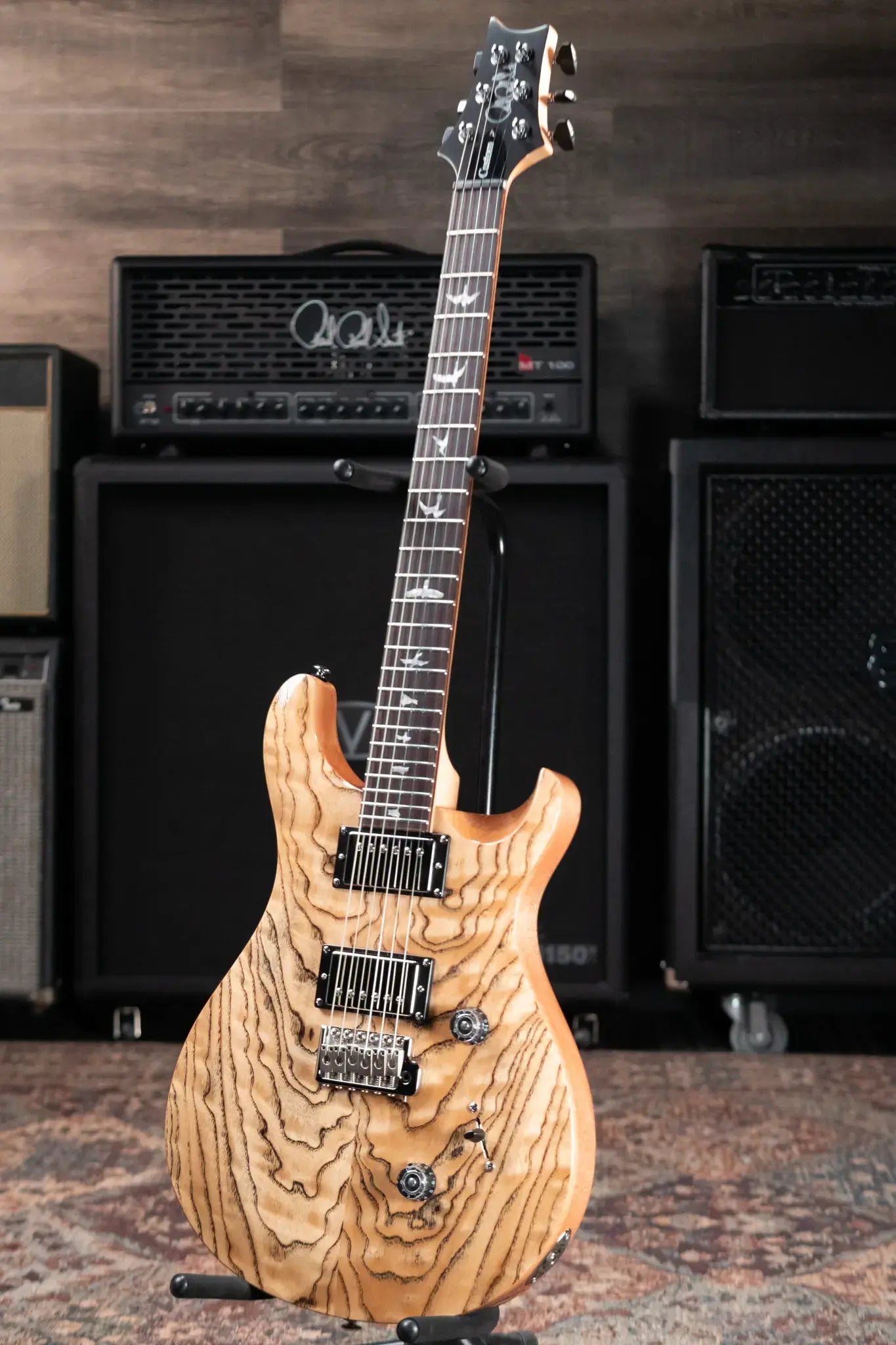 PRS Limited Edition SE Exotic Custom 24 Electric Guitar - Burled Ash with Upgraded Pickups with Gig Bag - Used
