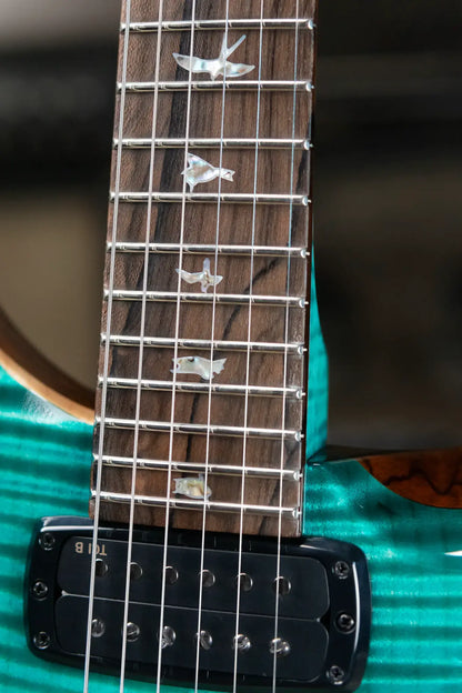 PRS Private Stock Custom 24-08 Semi-Hollow Electric Guitar - Bahamian Blue Glow with Hardshell Case