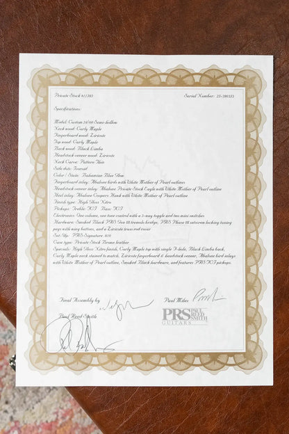 PRS Private Stock Custom 24-08 Semi-Hollow Electric Guitar - Bahamian Blue Glow with Hardshell Case