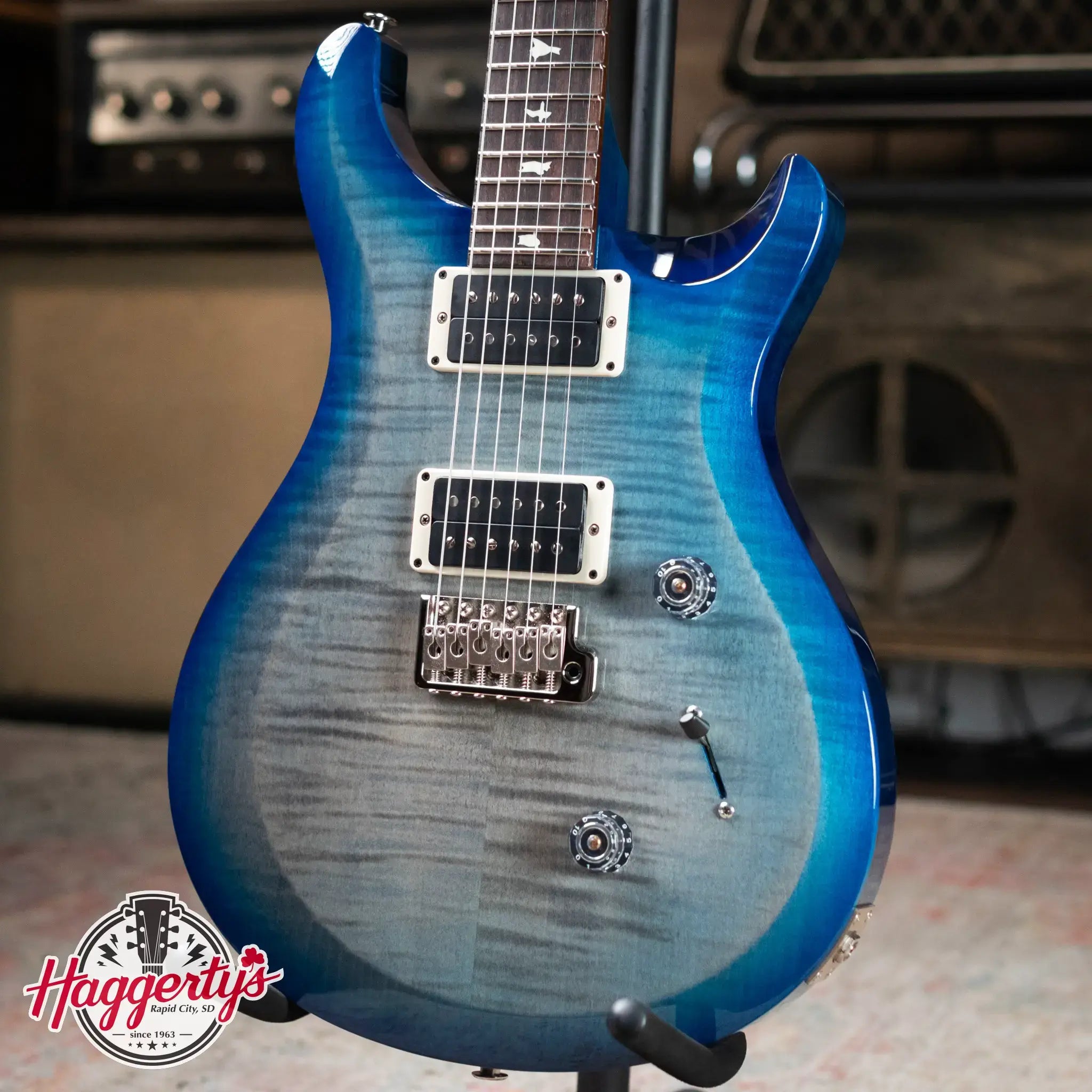 PRS S2 Custom 24 Electric Guitar - Faded Gray/Black Blue Burst with Gig Bag