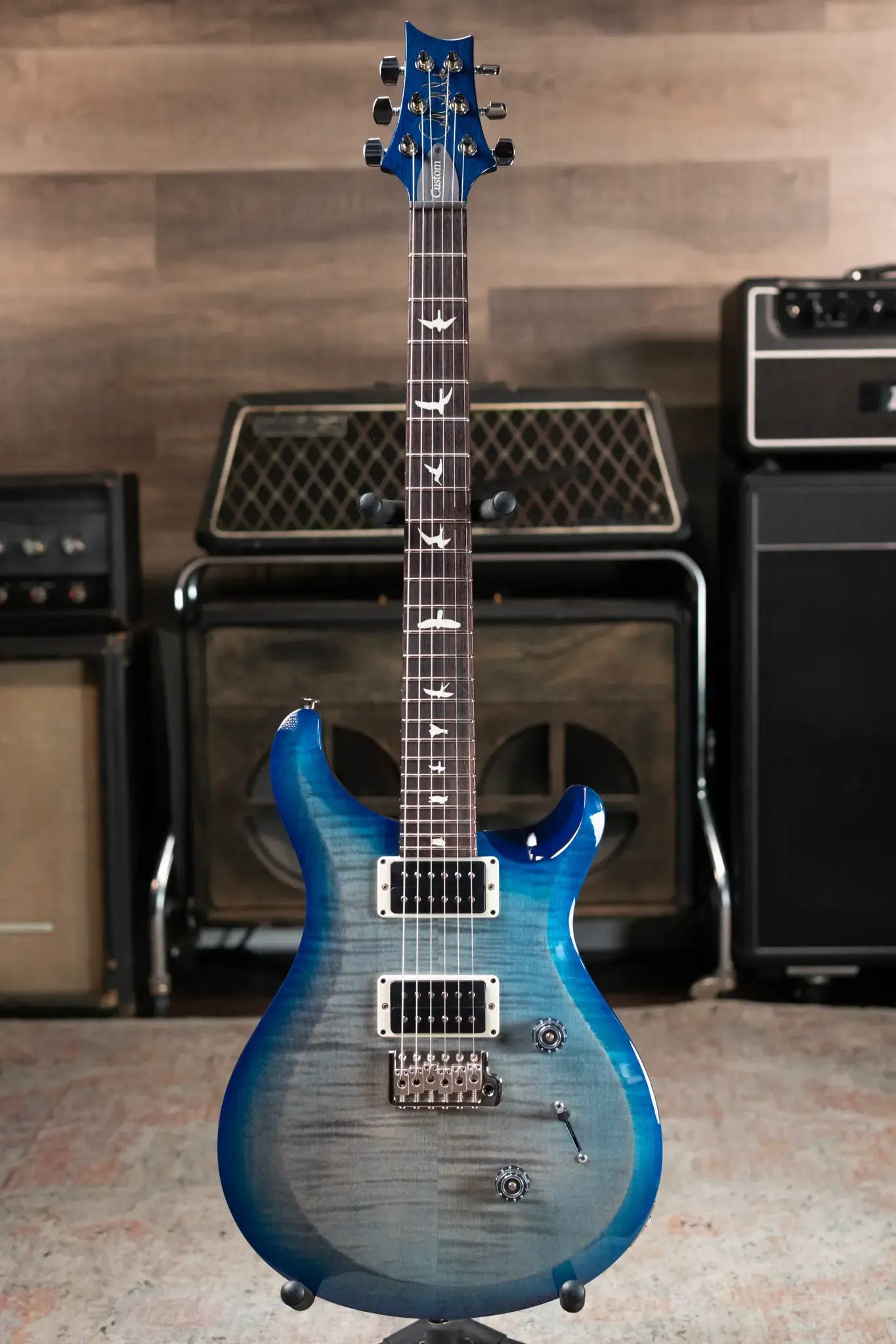 PRS S2 Custom 24 Electric Guitar - Faded Gray/Black Blue Burst with Gig Bag